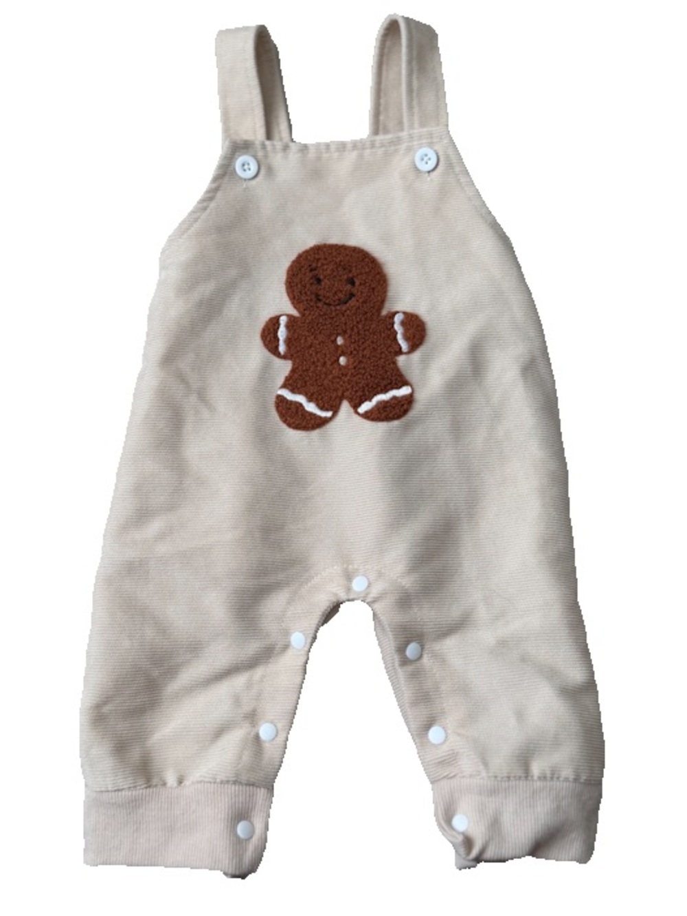 Gingerbread Man Christmas Overall Romper 0-3M EUC